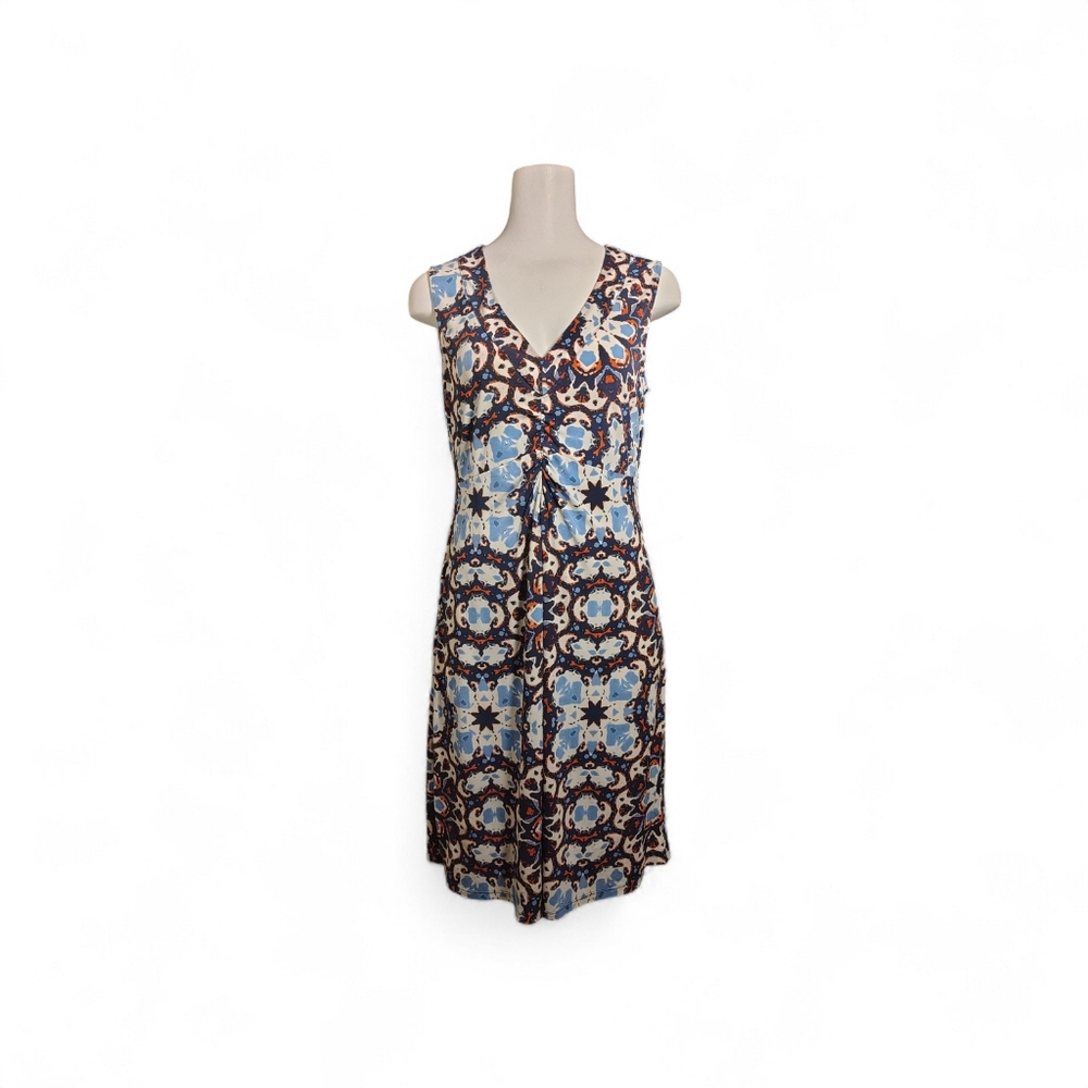 JONES NEW YORK "Signature" Stretch Dress Floral A Line Midi V Neck Sleeveless